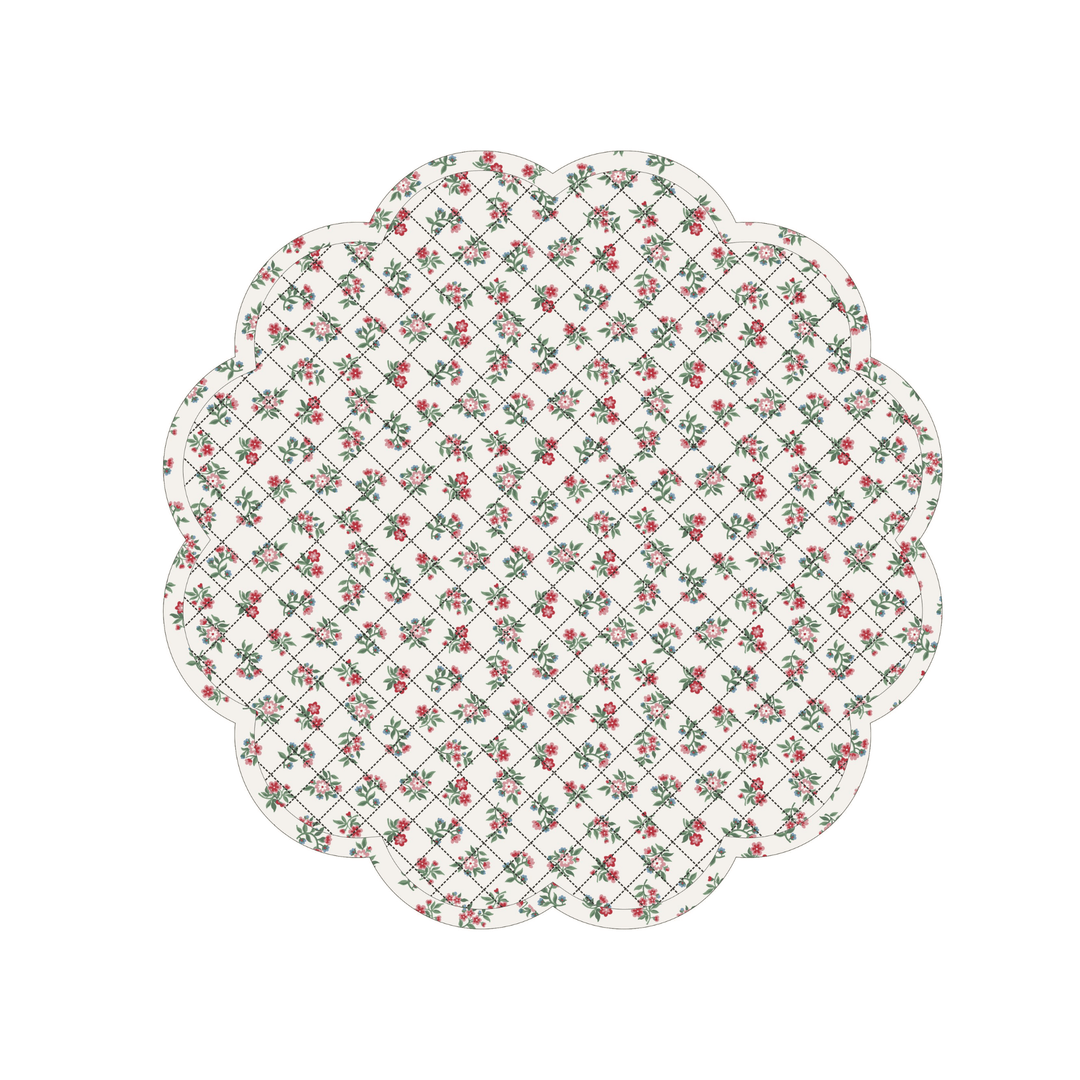 Mildred Floral Cream Round Scalloped Placemat