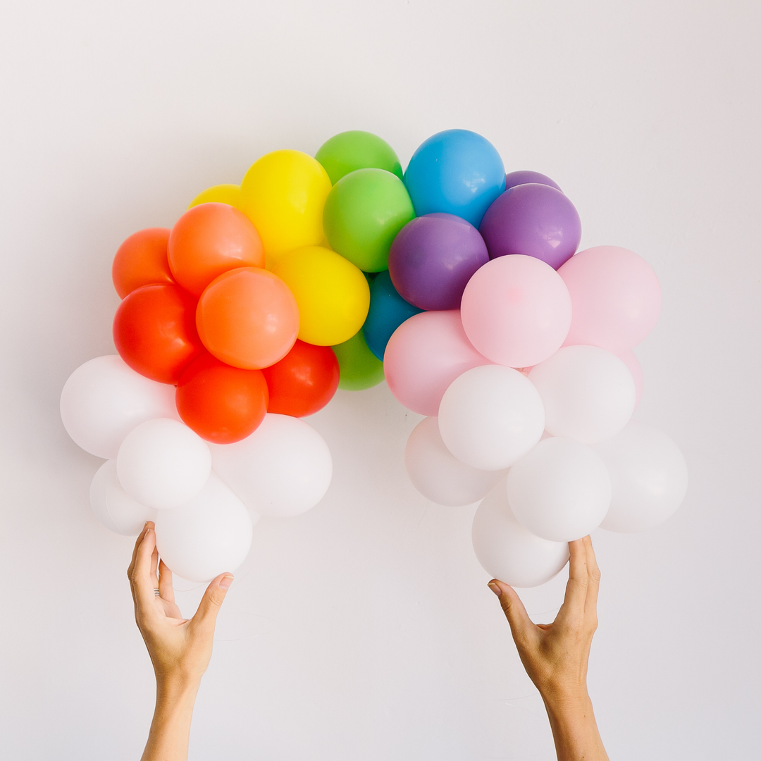 Rainbow balloon garland rainbow arch balloon decoration ideas - Los Angeles balloon installation