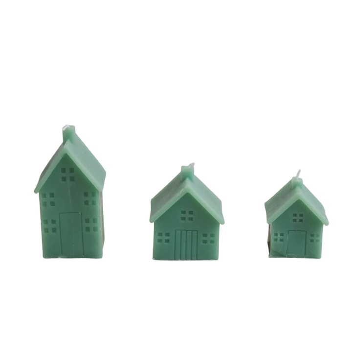 MINT HOUSE SHAPED CANDLES Creative Co-op Bonjour Fete - Party Supplies