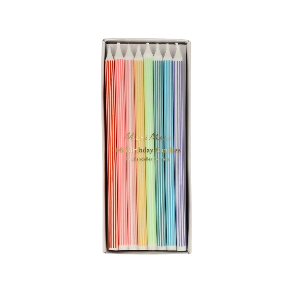 MIXED STRIPED BIRTHDAY CANDLES Meri Meri Birthday Candles Bonjour Fete - Party Supplies