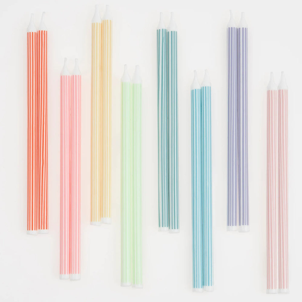 MIXED STRIPED BIRTHDAY CANDLES Meri Meri Birthday Candles Bonjour Fete - Party Supplies