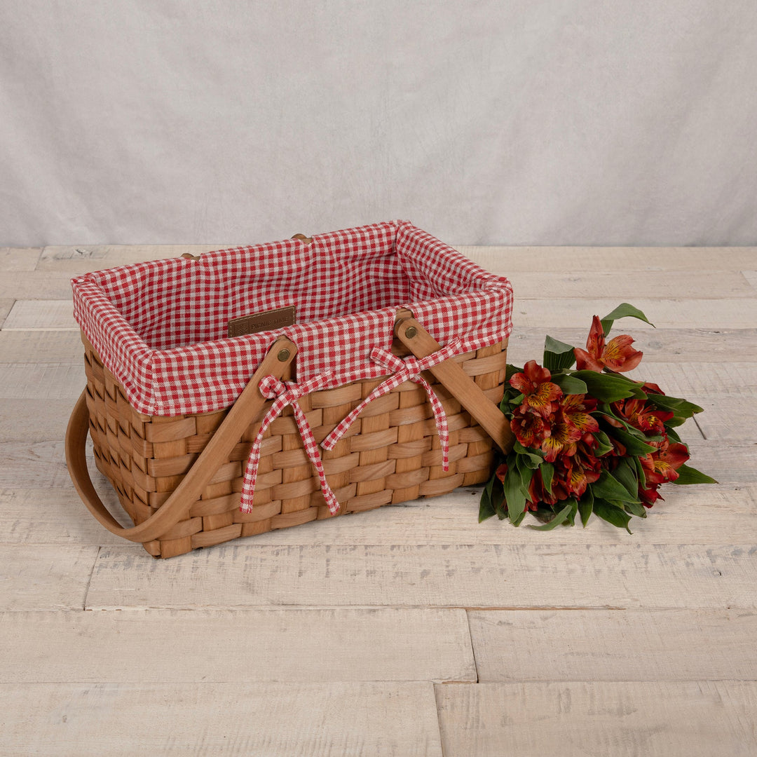Farmhouse Basket - Red and White Gingham Basket Empty - Bonjour Fête 