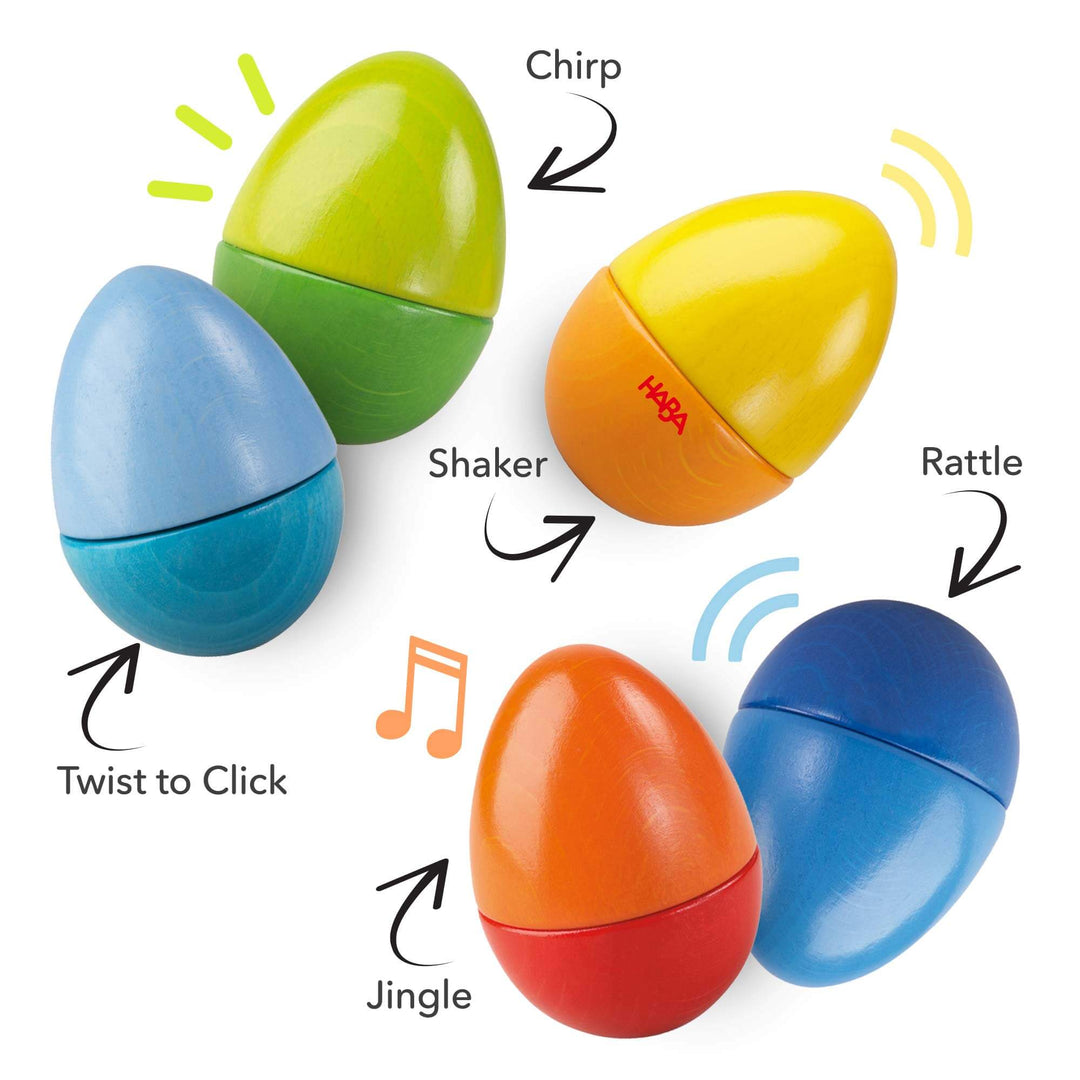 Fun with Sounds Wooden Eggs HABA USA Musical Fun with Sounds Wooden Eggs Bonjour Fete - Party Supplies