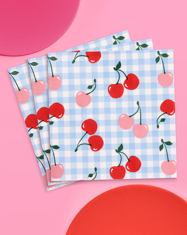 Cherry Birthday Bundle - tableware, balloons, banner + tats