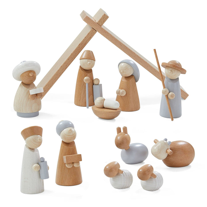 Natural Wood Nativity Set HABA USA Architectural Blocks Natural Wood Nativity Set Bonjour Fete - Party Supplies