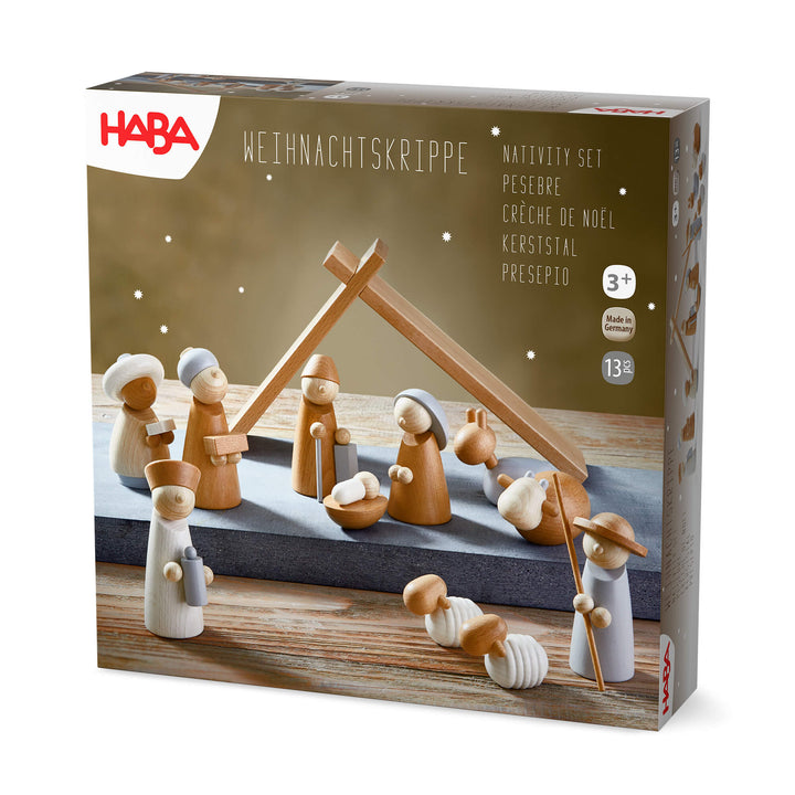 Natural Wood Nativity Set HABA USA Architectural Blocks Natural Wood Nativity Set Bonjour Fete - Party Supplies