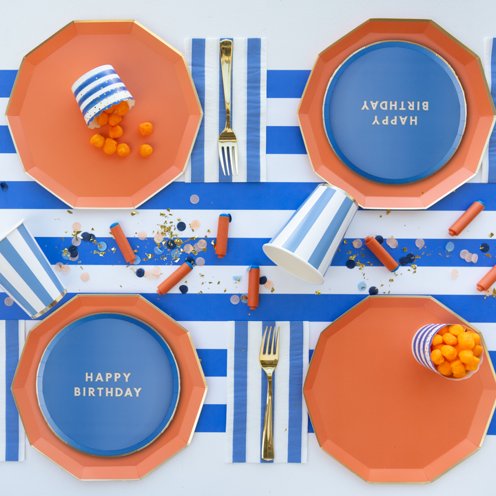 PALISADES BLUE SIGNATURE CABANA STRIPE TABLE RUNNER Bonjour Fête Table Covers & Placemats PALISADES BLUE SIGNATURE CABANA STRIPE TABLE RUNNER Bonjour Fete - Party Supplies