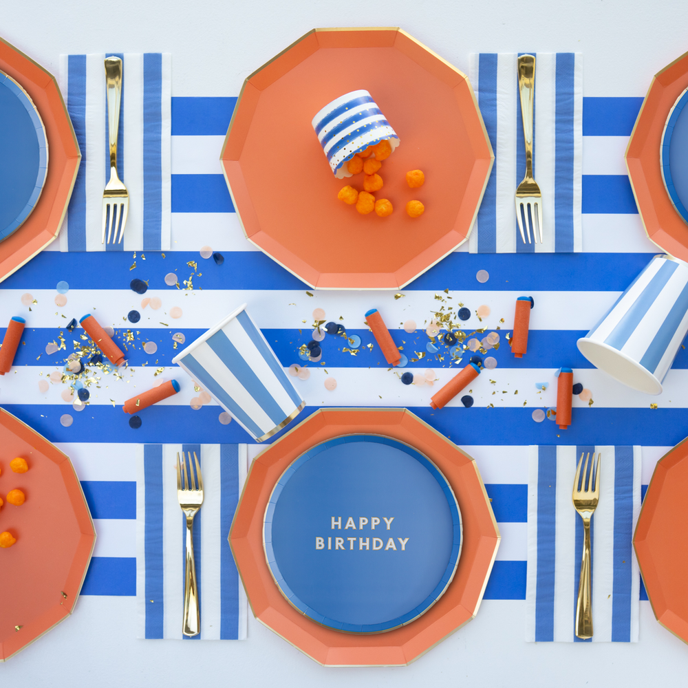 PALISADES BLUE SIGNATURE CABANA STRIPE GUEST TOWELS Bonjour Fete Napkins PALISADES BLUE SIGNATURE CABANA STRIPE GUEST TOWELS Bonjour Fete - Party Supplies