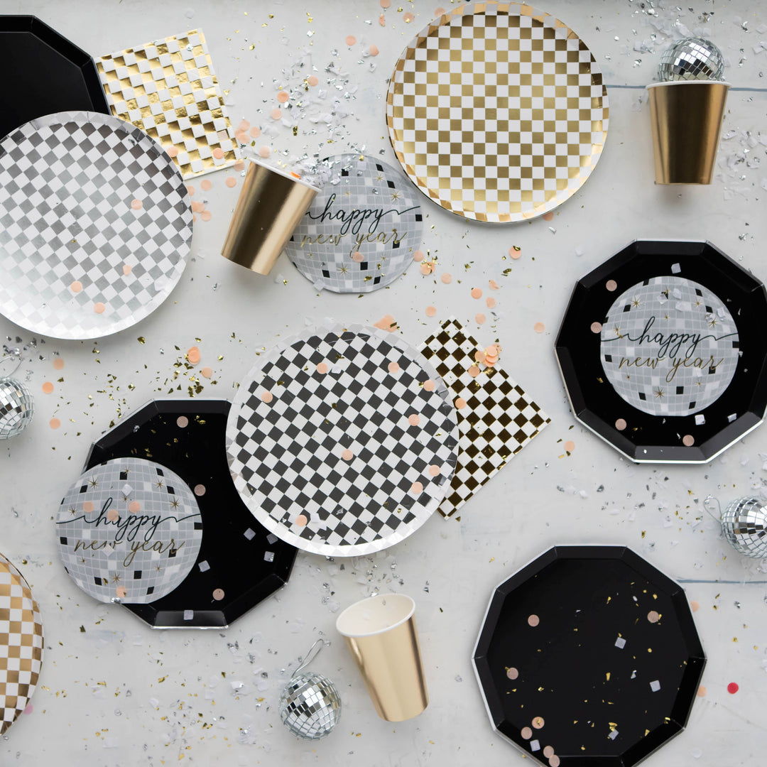 GOLD CHECKER PLATES Jollity & Co. + Daydream Society Plates Bonjour Fete - Party Supplies