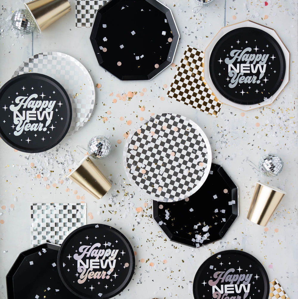 HAPPY NEW YEAR PLATES xo, Fetti New Year's Eve Bonjour Fete - Party Supplies