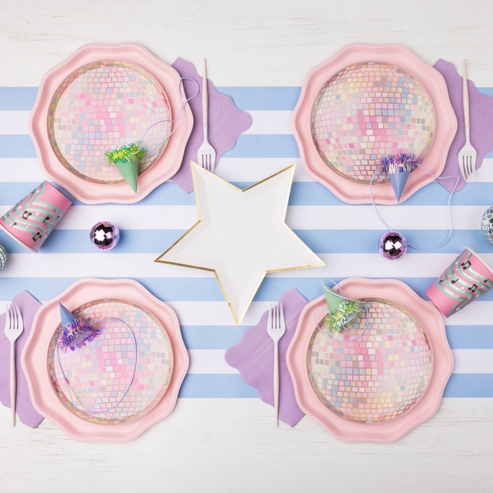 PINK DISCO BALL PLATES Bonjour Fete Plates PINK DISCO BALL PLATES Bonjour Fete - Party Supplies