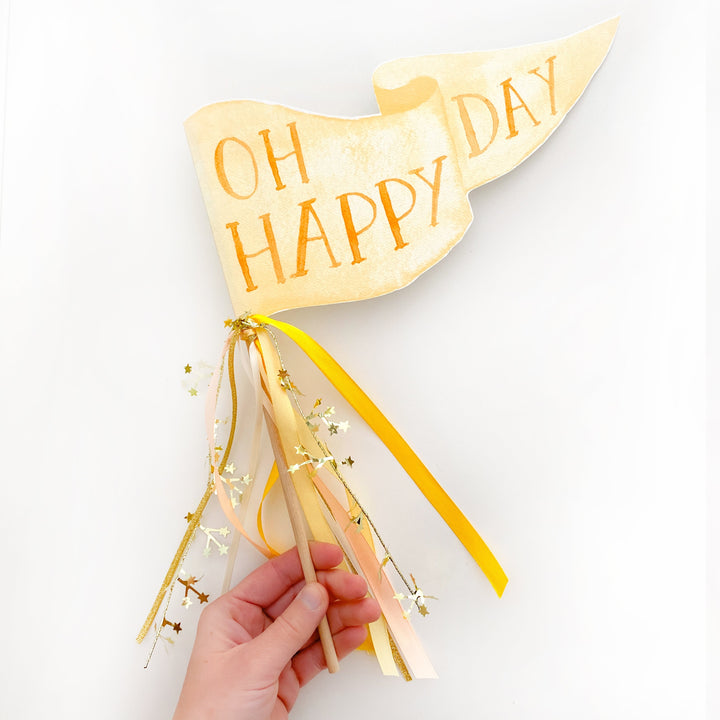 Oh Happy Day Party Pennant Cami Monet Party Pennants Oh Happy Day Party Pennant Bonjour Fete - Party Supplies