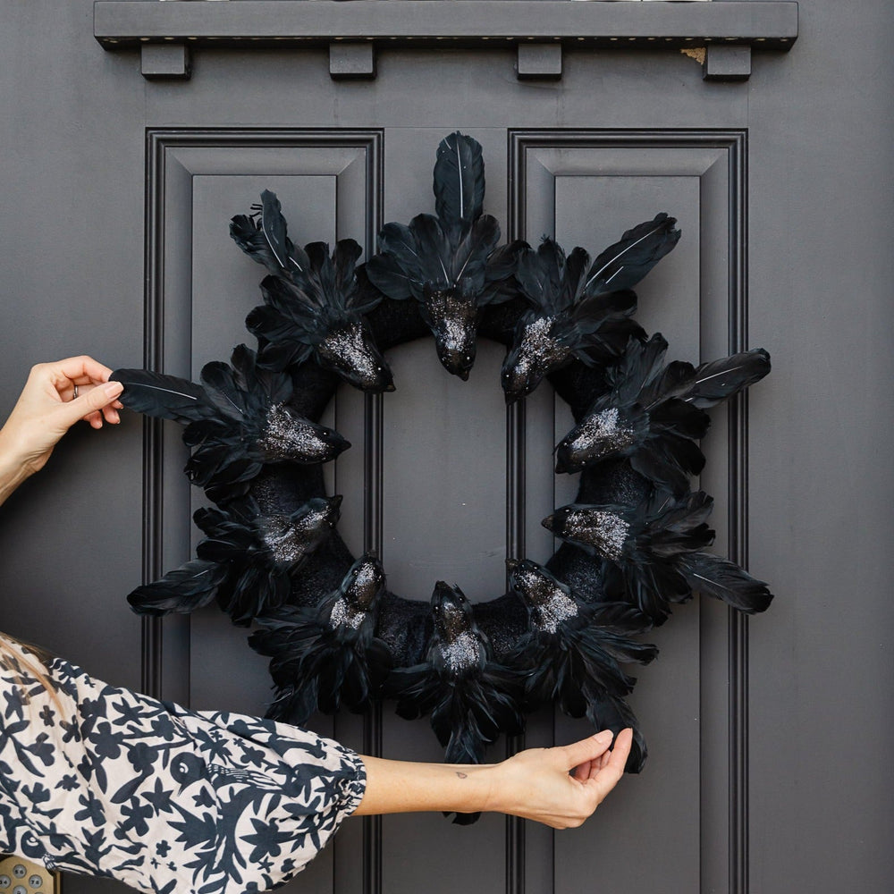 RAVEN WREATH K&K Interiors Halloween Home Decor Bonjour Fete - Party Supplies
