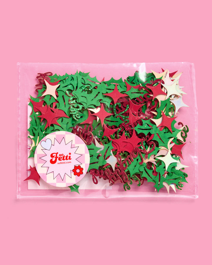 Naughty or Nice Christmas confetti shown in its retail packaging