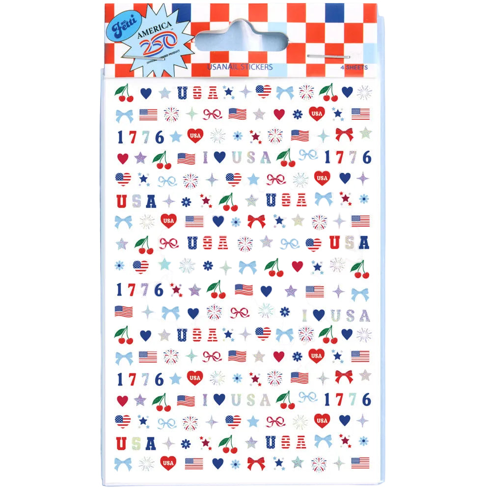 America 250 Nail Stickers - 250 nail stickers xo, Fetti nail stickers America 250 Nail Stickers - 250 nail stickers Bonjour Fete - Party Supplies