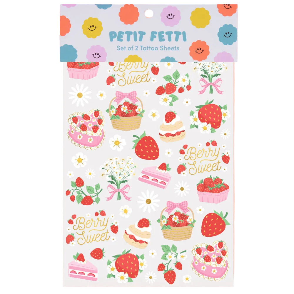 Berry Sweet Tats - 60 foil temporary tattoos xo, Fetti Temporary Tattoos Berry Sweet Tats - 60 foil temporary tattoos Bonjour Fete - Party Supplies
