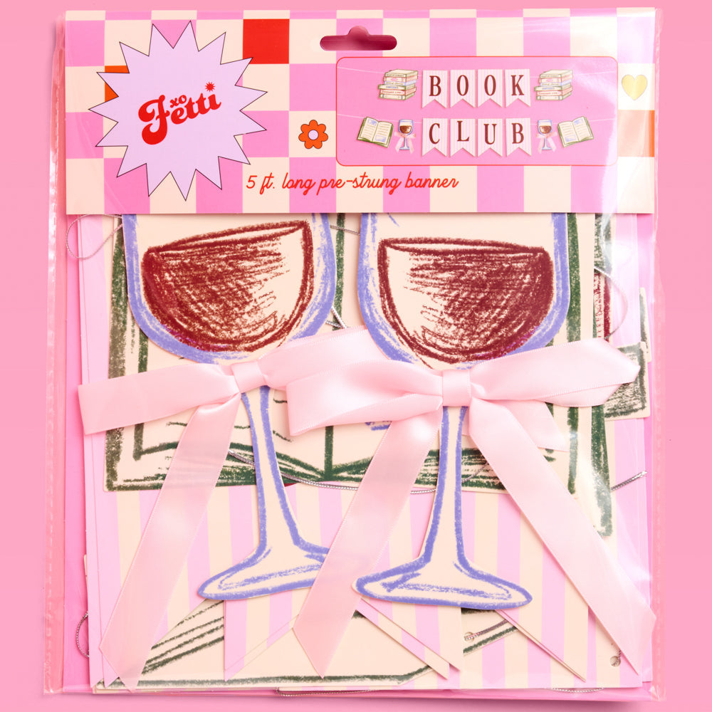 Book Club Banner - pink printed banner xo, Fetti Banners Book Club Banner - pink printed banner Bonjour Fete - Party Supplies