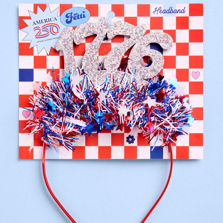 America 250 Headband - patriotic tinsel headband xo, Fetti party headband America 250 Headband - patriotic tinsel headband Bonjour Fete - Party Supplies