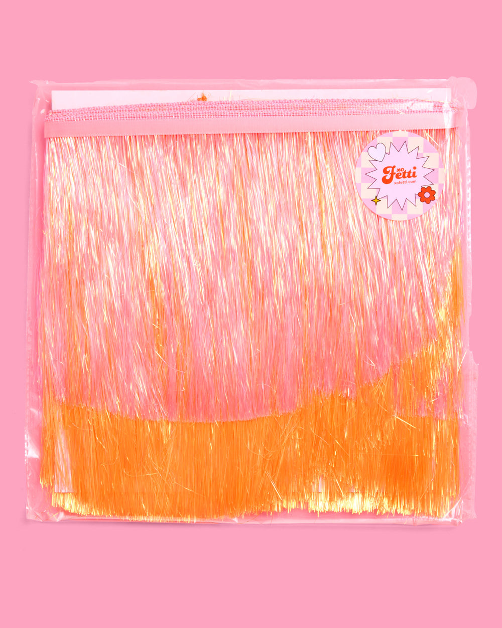 Pink Orange Scallop Fringe - iridescent foil banner xo, Fetti Banners Pink Orange Scallop Fringe - iridescent foil banner Bonjour Fete - Party Supplies