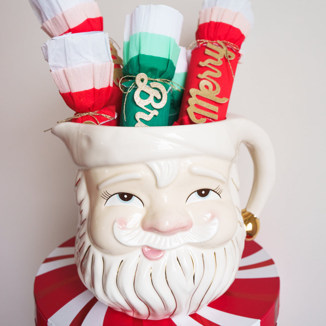 PAPA NOEL SANTA PITCHER BY GLITTERVILLE (WHITE SKIN TONE) Glitterville Holiday Home & Entertaining Bonjour Fete - Party Supplies