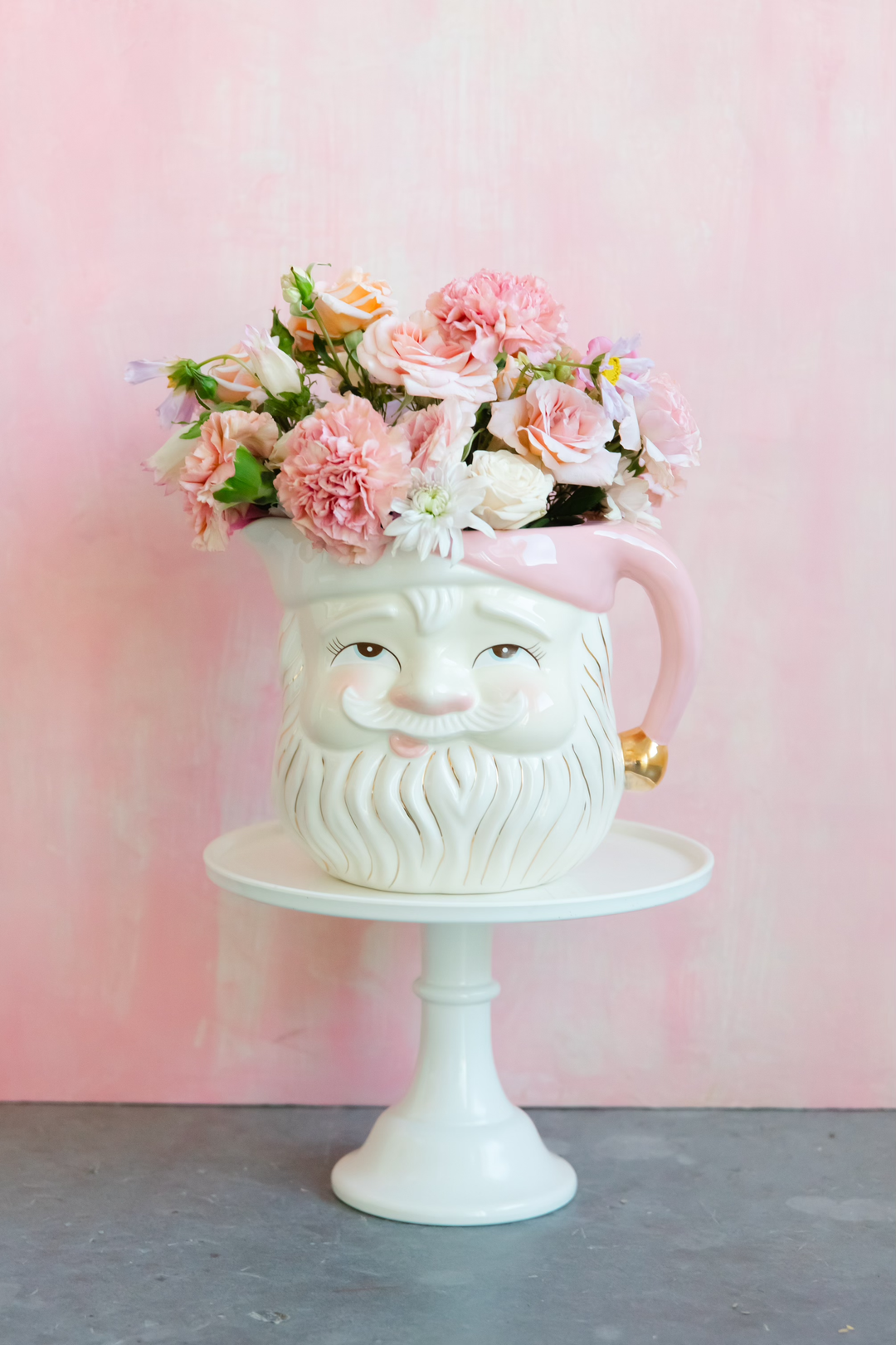 pink santa vase santa themed christmas decorations
