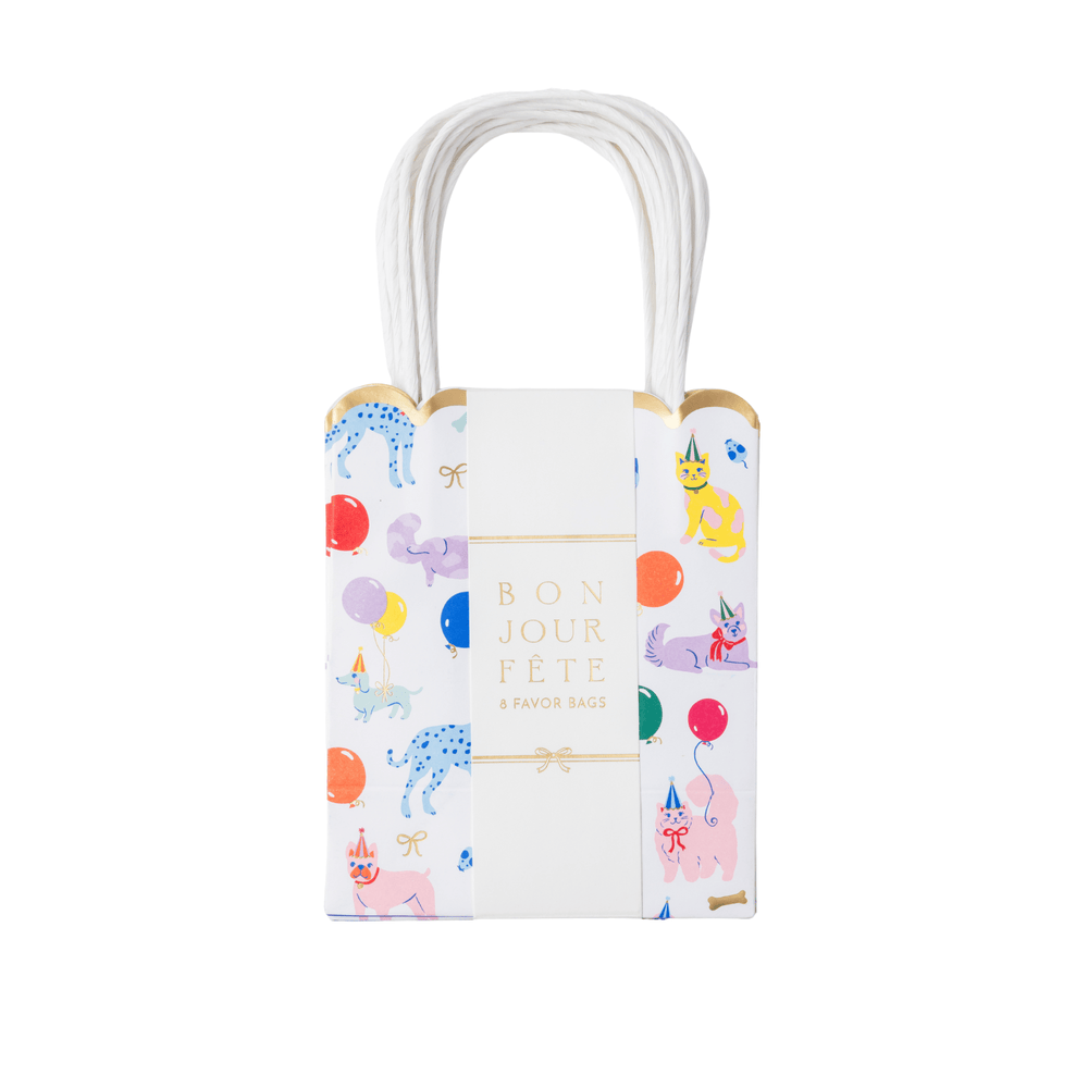 Party animals print favor bags for a kids' birthday party