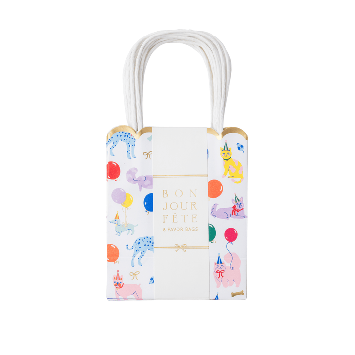 Party animals print favor bags for a kids' birthday party