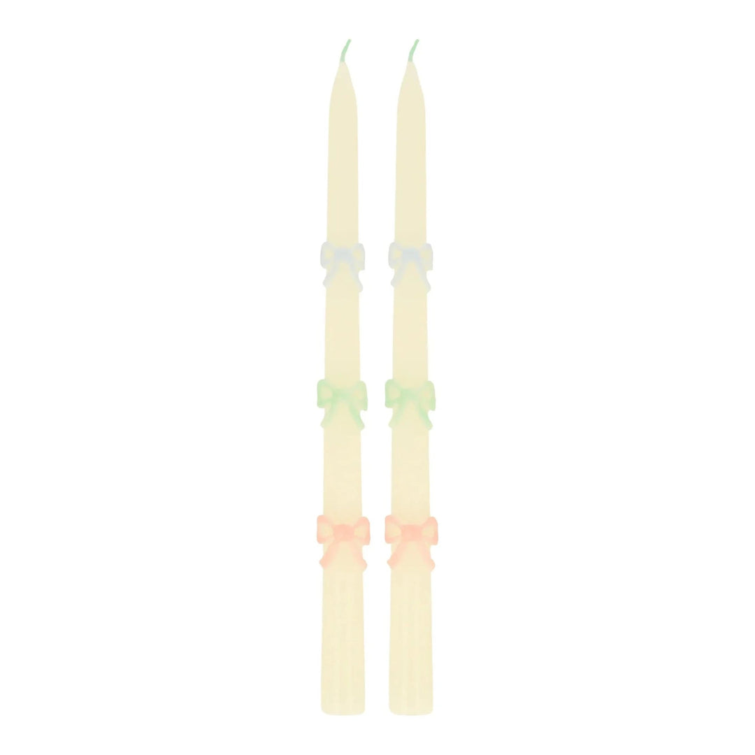 PASTEL BOW TAPER CANDLES Bonjour Fête  Bonjour Fete - Party Supplies