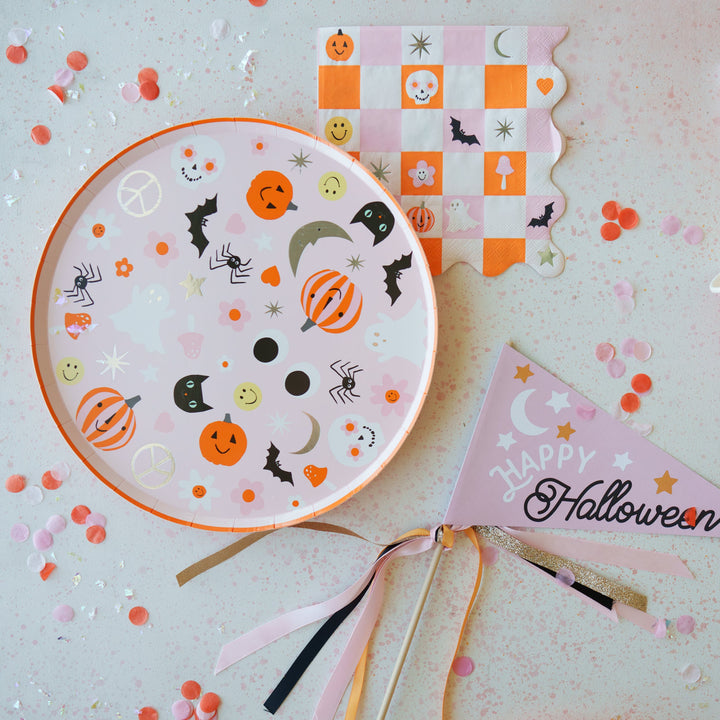GROOVY PASTEL HALLOWEEN DINNER PLATES Meri Meri Bonjour Fete - Party Supplies