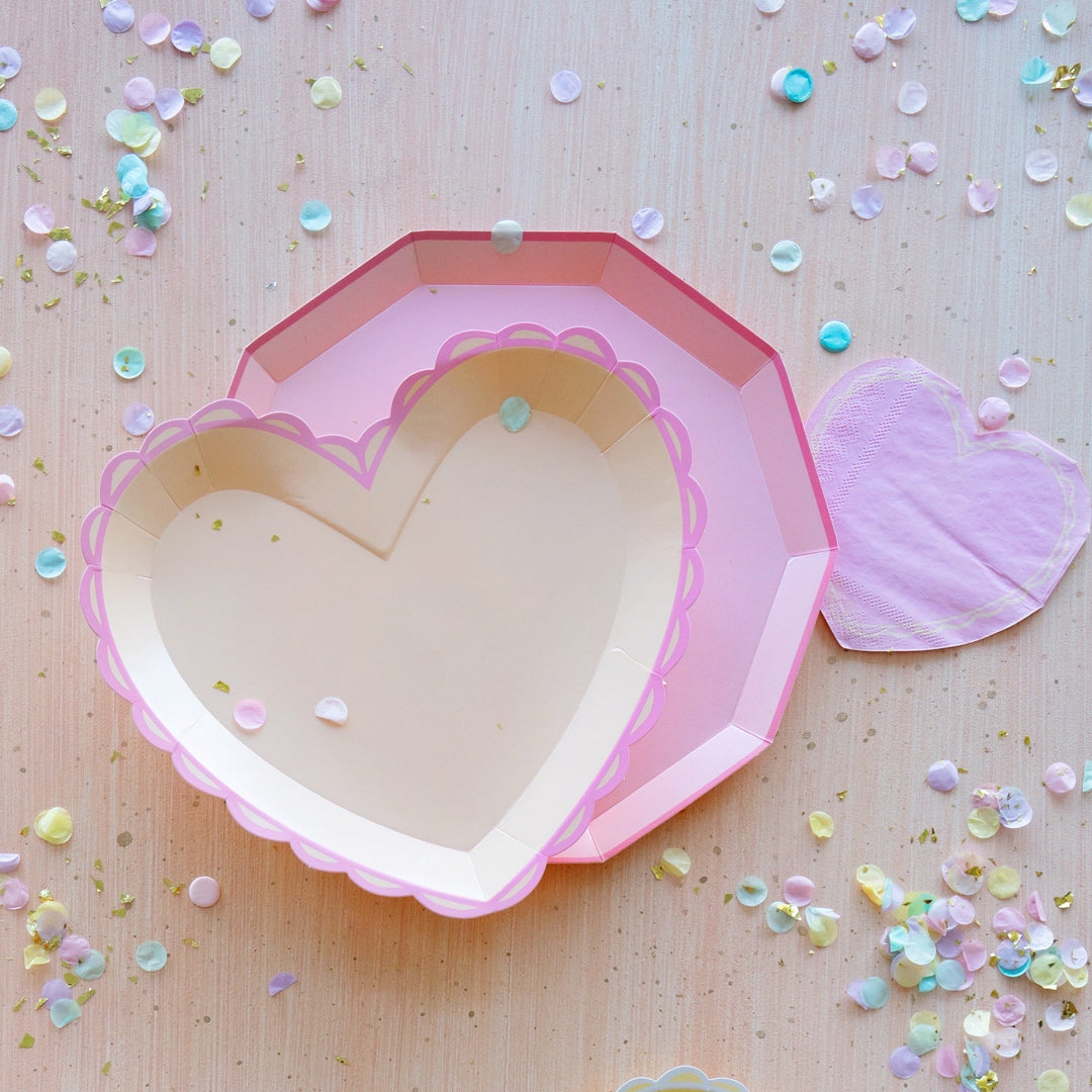 PASTEL HEART SHAPED PLATES Meri Meri Plates Bonjour Fete - Party Supplies