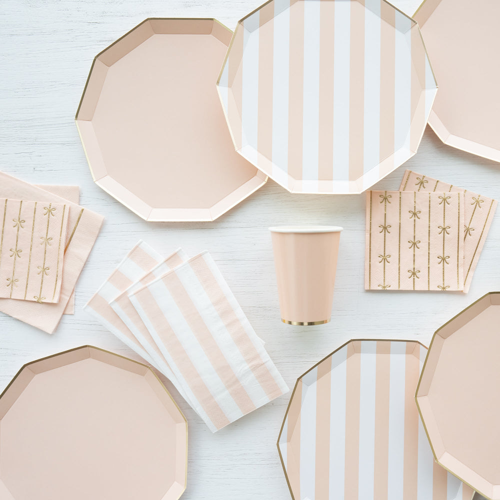 SWEET PEACH SIGNATURE CABANA STRIPE PLATES Bonjour Fete Plates Bonjour Fete - Party Supplies