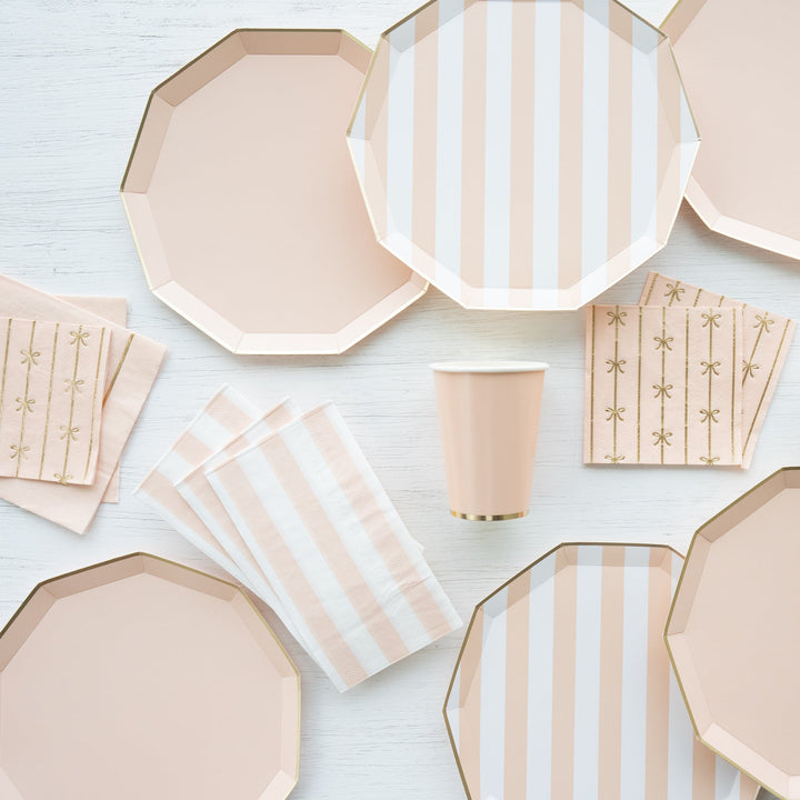 SWEET PEACH SIGNATURE CABANA STRIPE PLATES Bonjour Fete Plates Bonjour Fete - Party Supplies