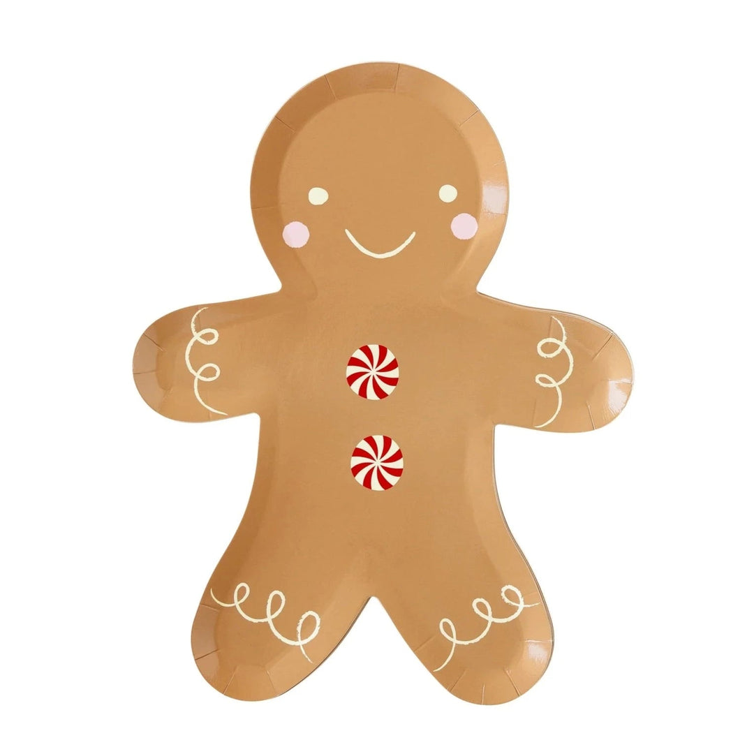 Peppermint Gingerbread Man Shaped Plates Bonjour Fete Party Supplies Christmas Holiday Party Supplies