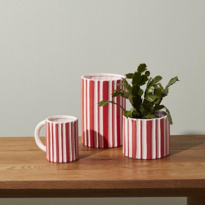 PEPPERMINT STRIPE VASE Accent Decor Christmas Holiday Kitchen & Entertaining Bonjour Fete - Party Supplies