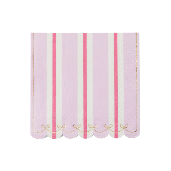 Petal pink regency stripe large napkins for a bridal shower or garden party