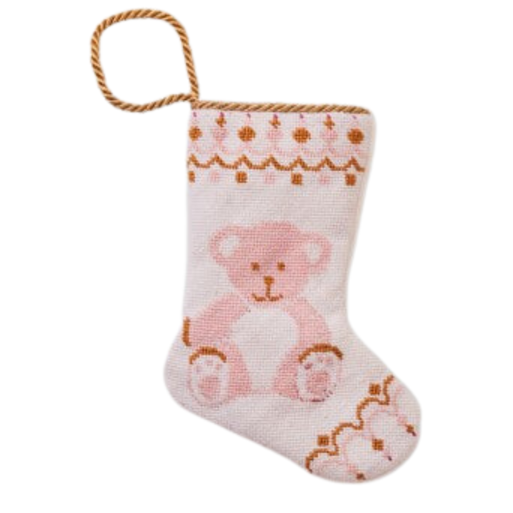 PINK BEAR BAUBLE STOCKING Bauble Stockings Bauble Stockings Bonjour Fete - Party Supplies