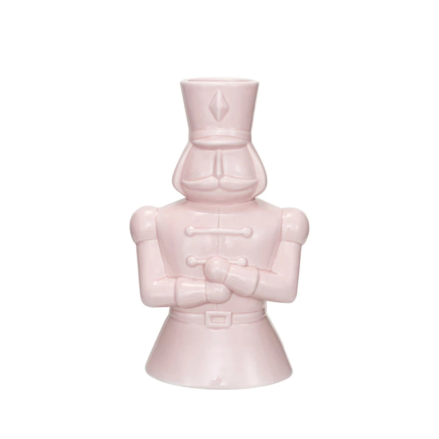 PINK CERAMIC SOLDIER VASE Creative Co-op Christmas Holiday Kitchen & Entertaining Bonjour Fete - Party Supplies