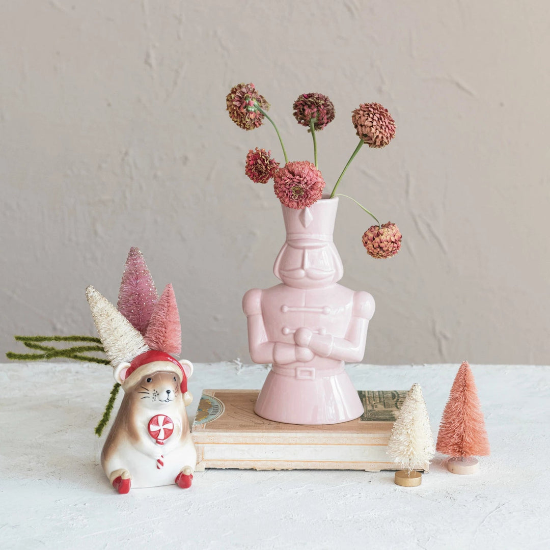 PINK CERAMIC SOLDIER VASE Creative Co-op Christmas Holiday Kitchen & Entertaining Bonjour Fete - Party Supplies