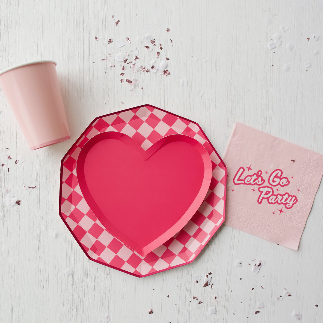 HAUTE PINK HEART SHAPED PLATES Bonjour Fete Bonjour Fete - Party Supplies