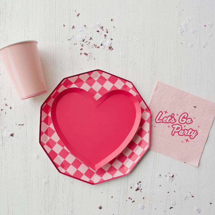 HAUTE PINK HEART SHAPED PLATES Bonjour Fete Bonjour Fete - Party Supplies