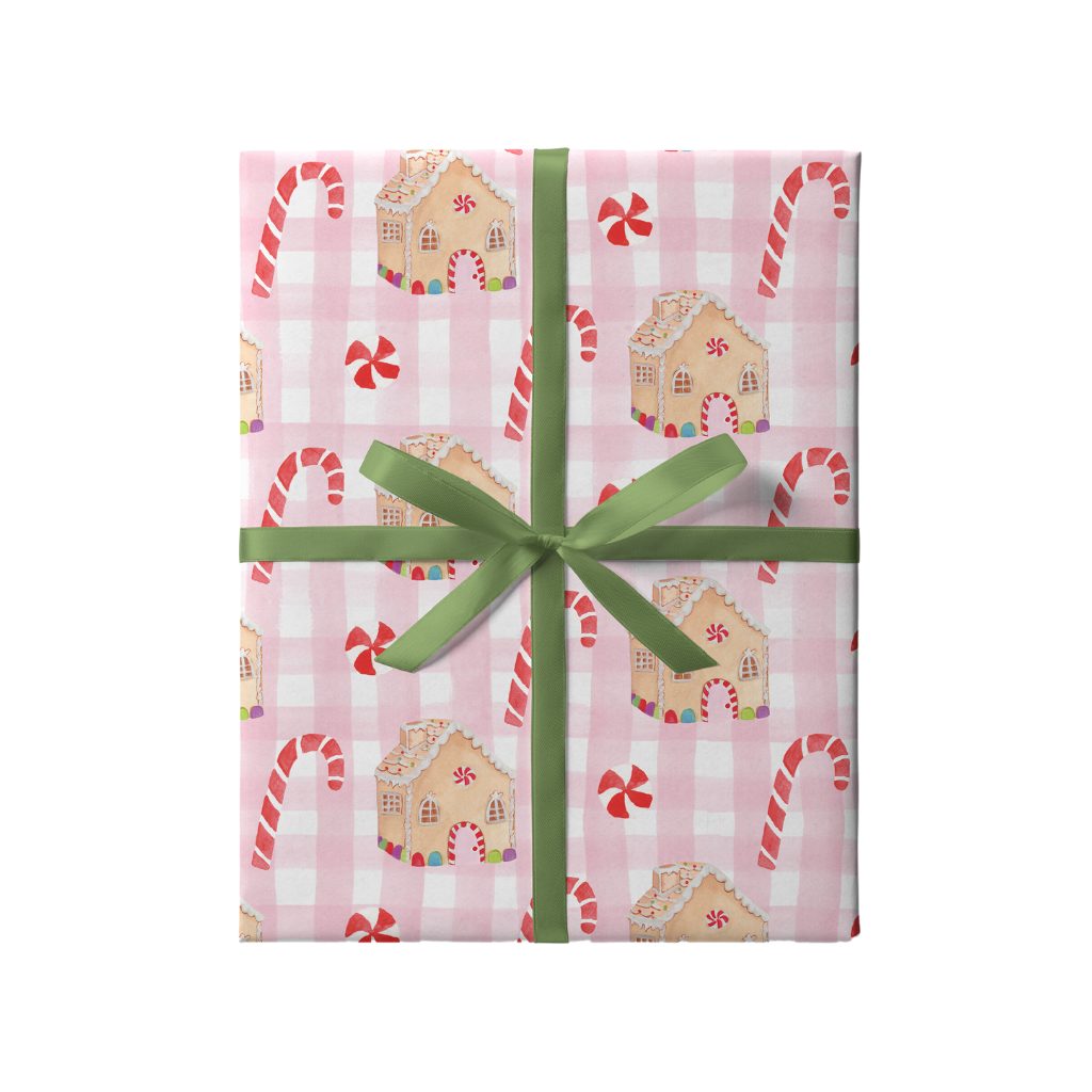 Pink Gingerbread Wrapping Sheets Bonjour Fete Party Supplies Christmas Holiday Gift Wrapping