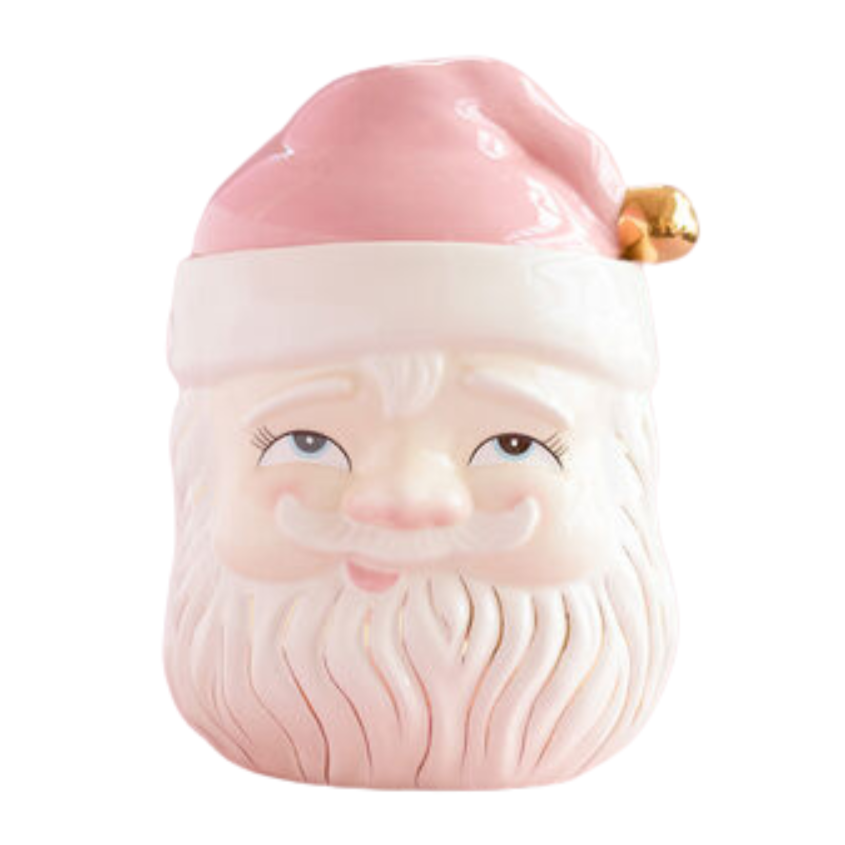 PAPA NOEL PINK CERAMIC COOKIE JAR One Hundred 80 Degrees Holiday Home & Entertaining Bonjour Fete - Party Supplies
