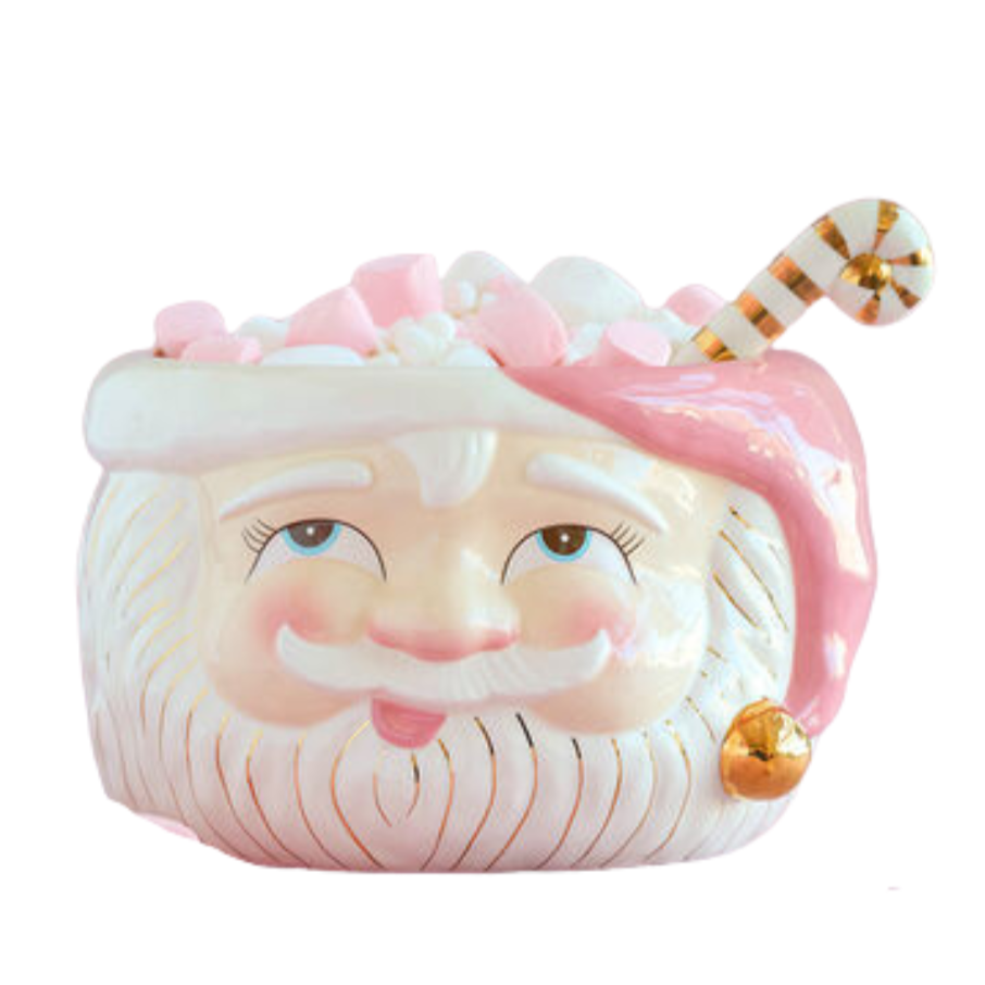 PAPA NOEL PINK SANTA PUNCH BOWL WITH LADLE One Hundred 80 Degrees Holiday Home & Entertaining Bonjour Fete - Party Supplies