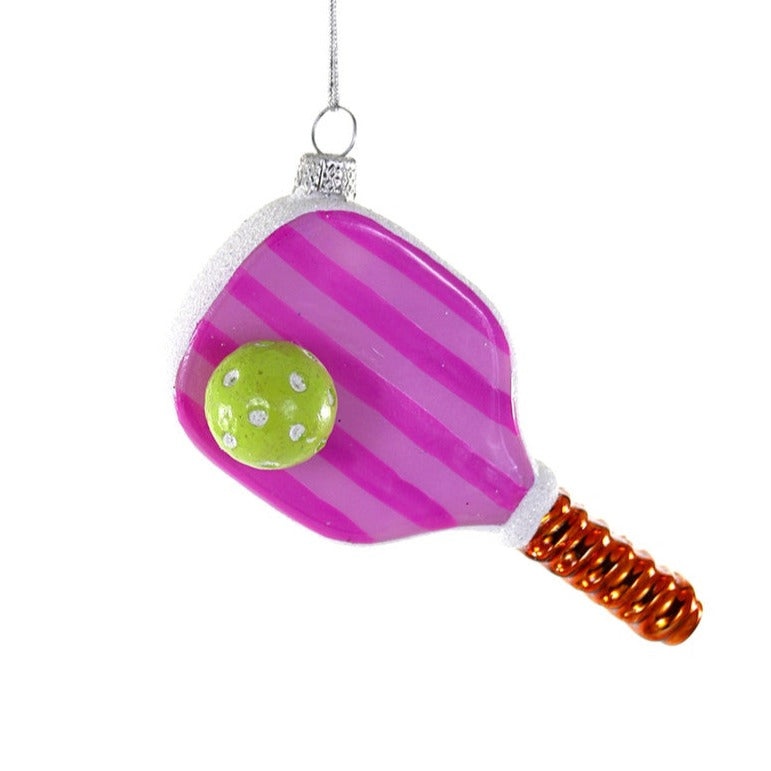 PINK PICKLEBALL GLASS ORNAMENT BY CODY FOSTER Cody Foster Co. Bonjour Fete - Party Supplies