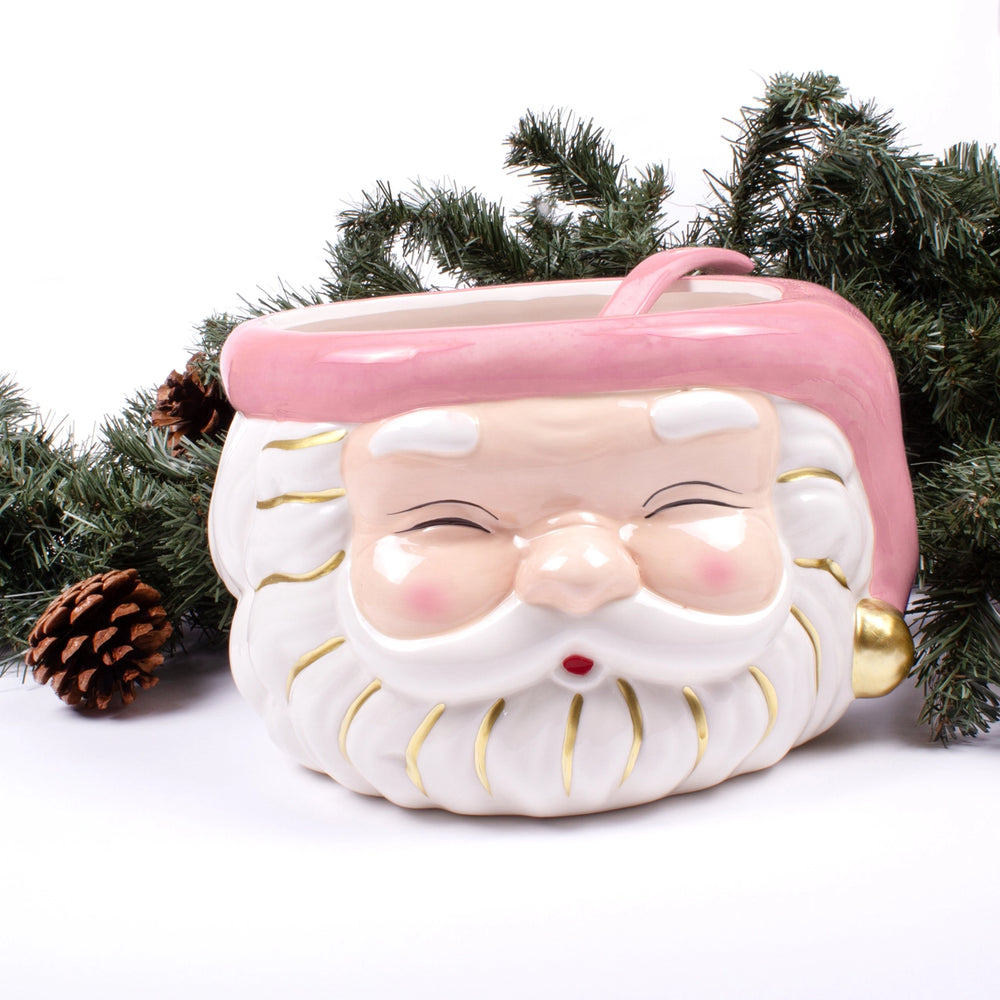 PINK SANTA PUNCH BOWL WITH LADLE 8 Oak Lane 0 Faire Bonjour Fete - Party Supplies