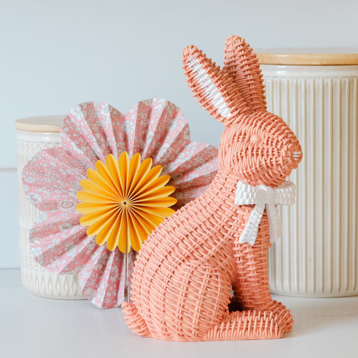 PINK RATTAN DESIGN BUNNY Gia Roma Easter Home PINK RATTAN DESIGN BUNNY Bonjour Fete - Party Supplies