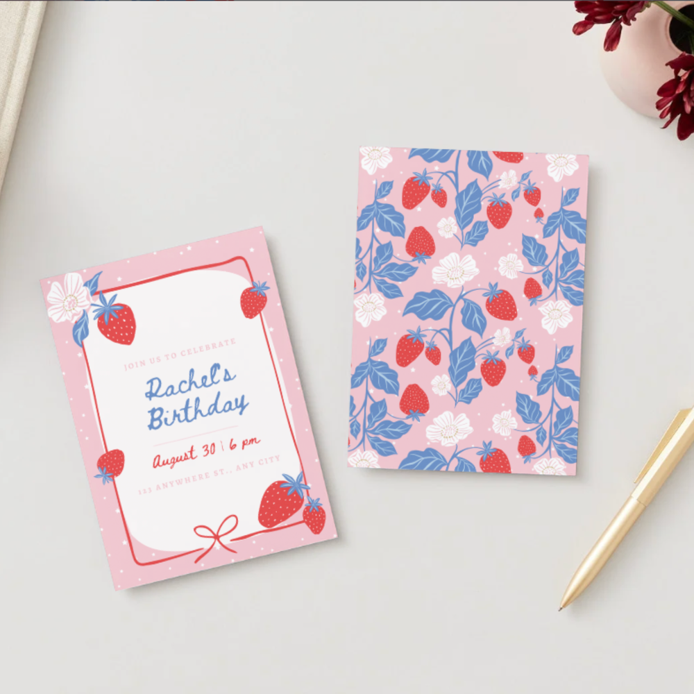 SWEET STRAWBERRY DIGITAL PARTY INVITATION DOWNLOAD Bonjour Fête SWEET STRAWBERRY DIGITAL PARTY INVITATION DOWNLOAD Bonjour Fete - Party Supplies