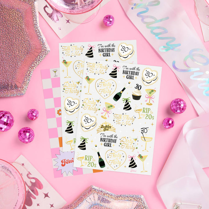Dirty 30 Bday Tats - 50 temporary tattoos xo, Fetti Temporary Tattoos Dirty 30 Bday Tats - 50 temporary tattoos Bonjour Fete - Party Supplies