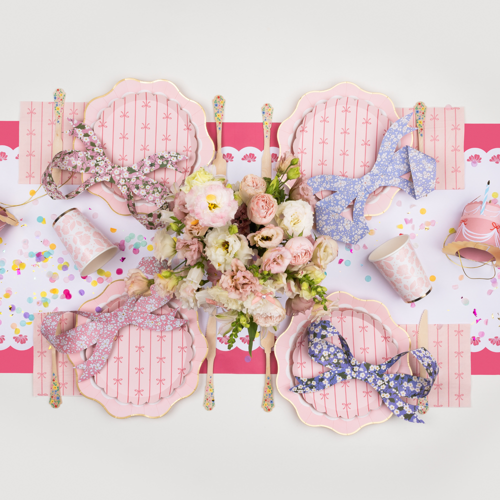 PETAL PINK LACY FLORAL TABLE RUNNER Bonjour Fête Table Covers & Placemats PETAL PINK LACY FLORAL TABLE RUNNER Bonjour Fete - Party Supplies