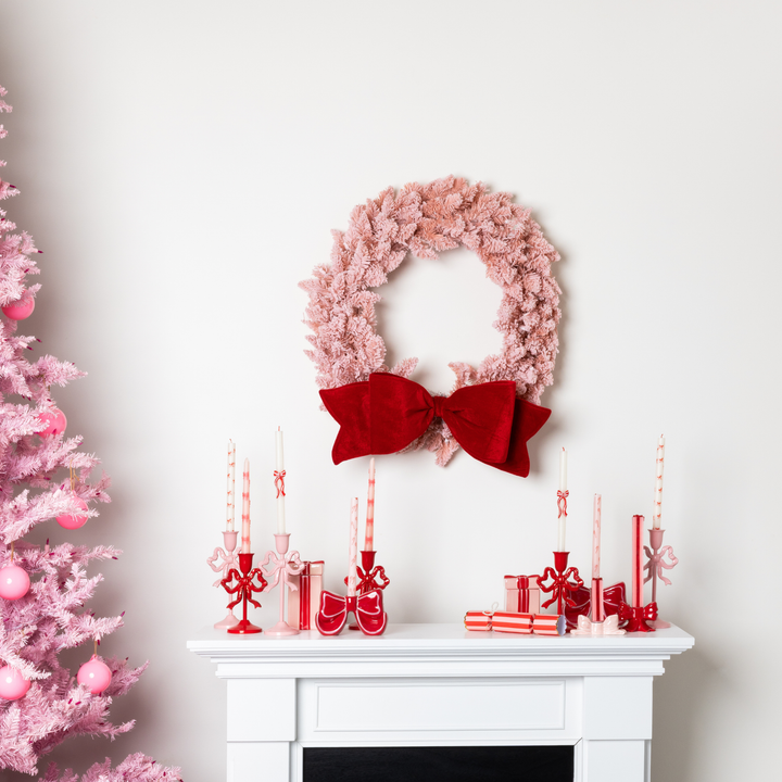 PINK FLOCKED WREATH BY GLITTERVILLE Glitterville PINK FLOCKED WREATH BY GLITTERVILLE Bonjour Fete - Party Supplies